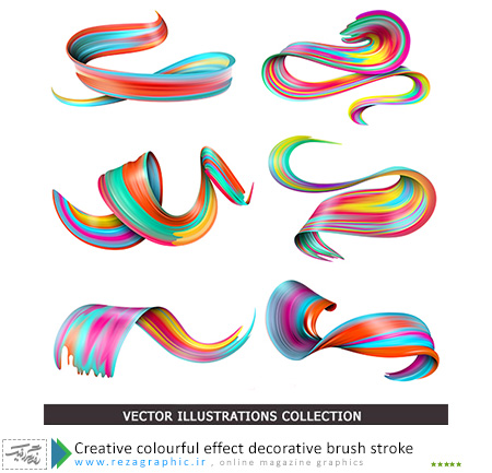 وکتور اثر خلاقانه قلمو تزئینی - Creative colourful effect decorative brush stroke